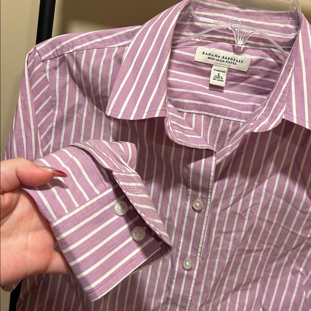 Banana Republic Lavender Striped Dress Shirt - Picture 4 of 4